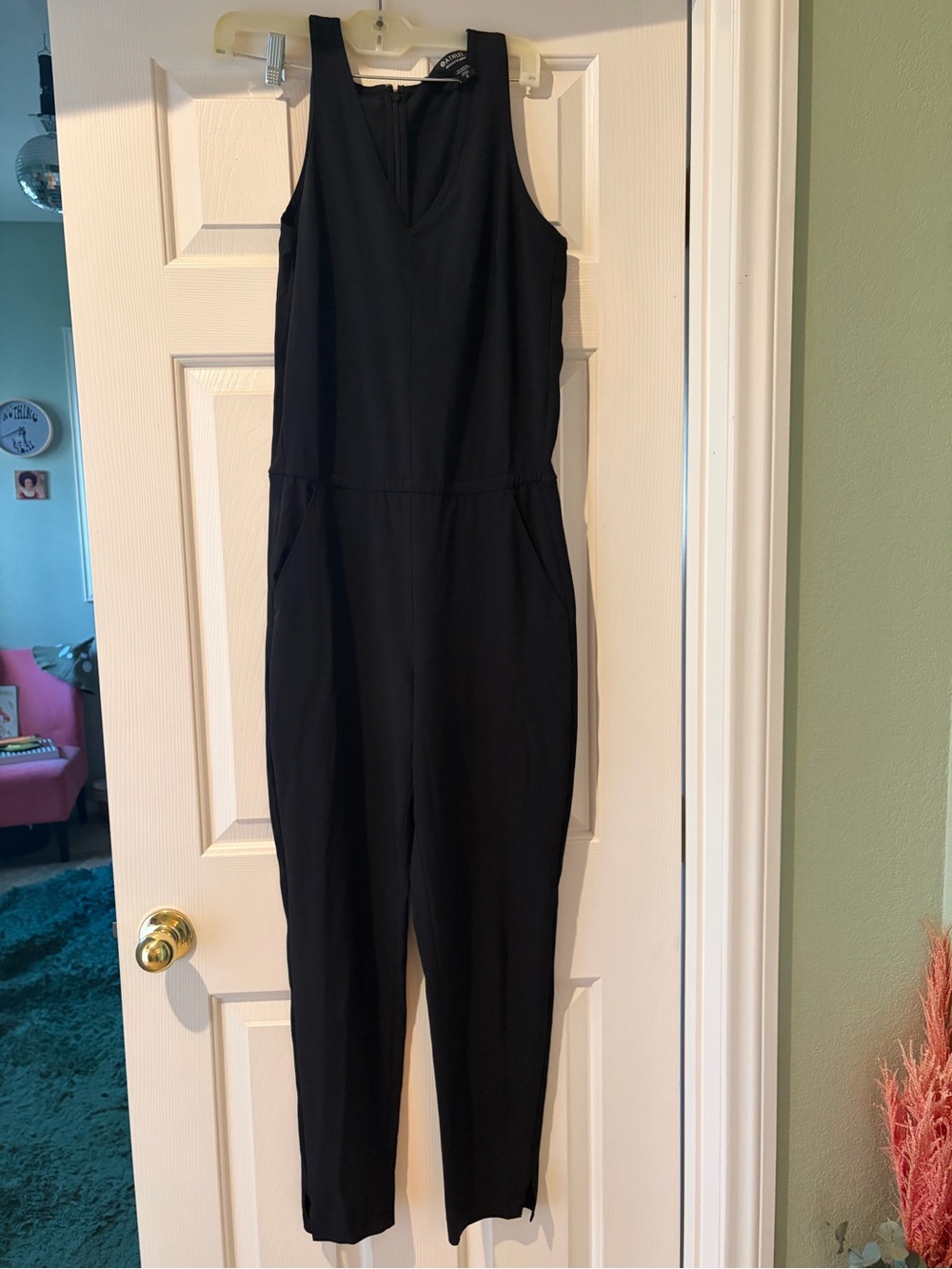 Athleta Black Sleeveless Jumpsuit with V-Neck
